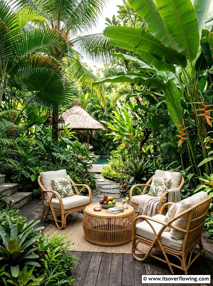 Tropical Garden Seating Area - 25 creative garden ideas with seating nooks