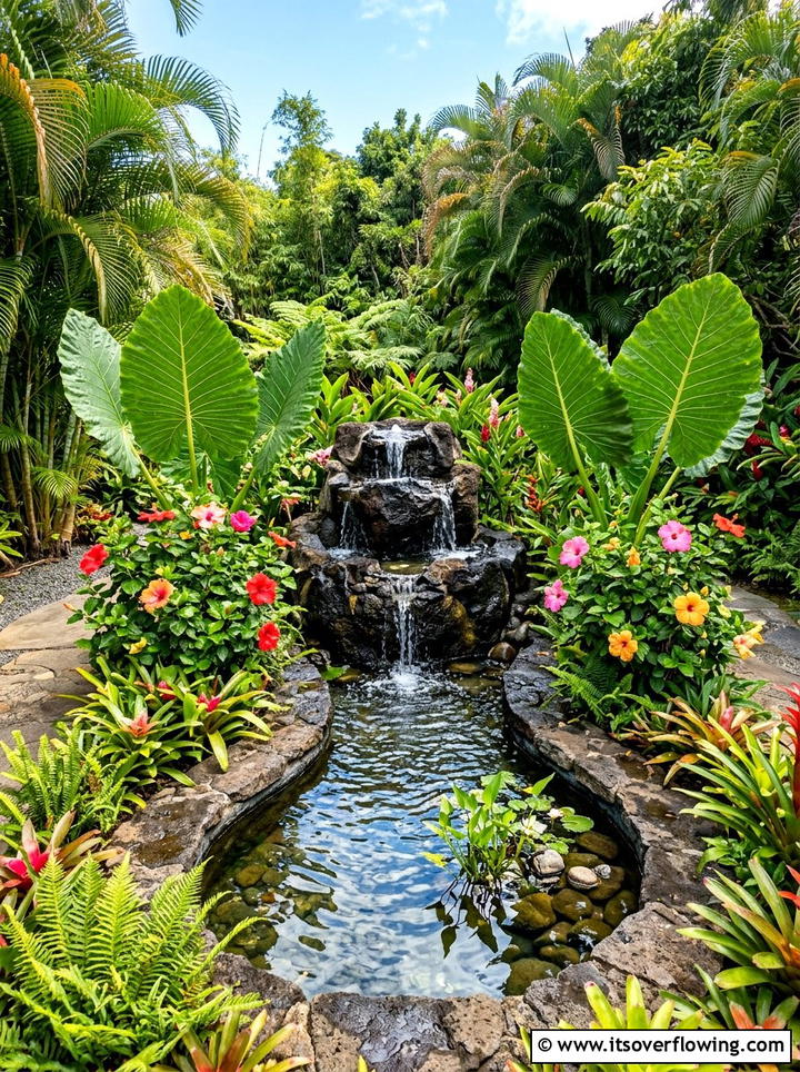 Tropical Garden Water Feature - 25 garden decor ideas with mini fountains