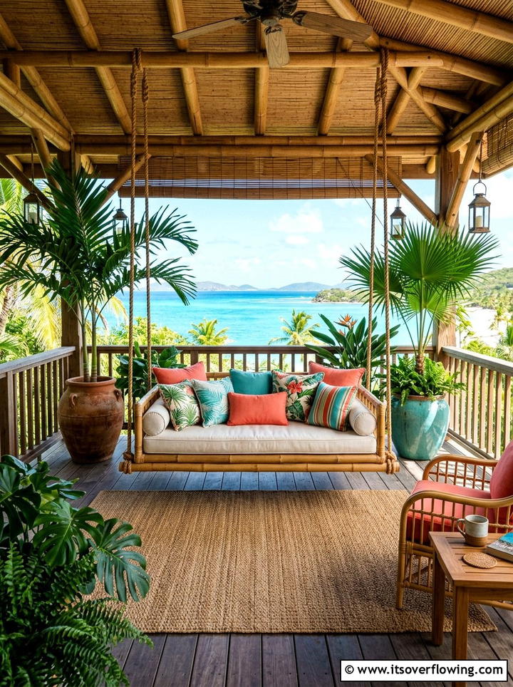 Tropical Island Inspired Porch - 25 front porch ideas with porch bed swing