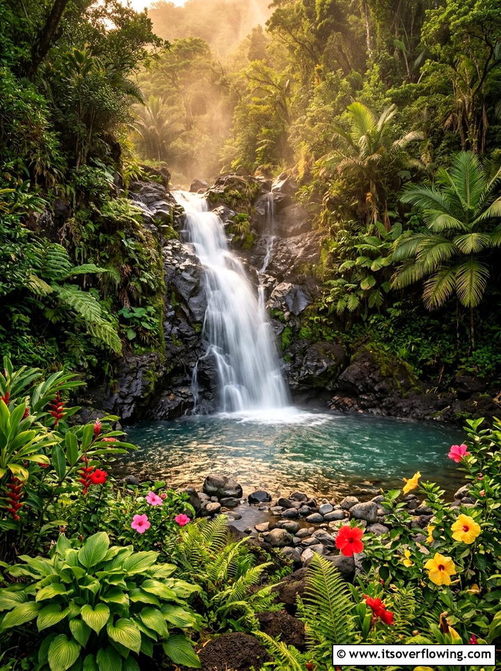 Tropical Jungle Waterfall - 25 garden ideas with waterfall