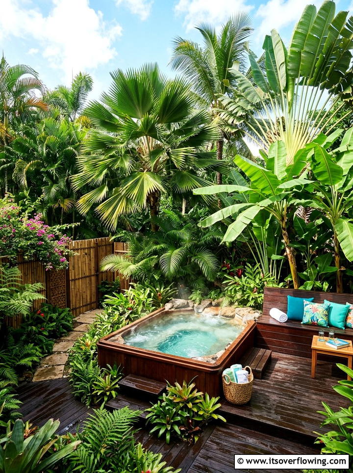 Tropical Landscape Hot Tub - 25 backyard ideas with hot tub