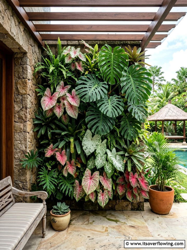 Tropical Leaf Pocket Wall - 25 creative garden ideas with pocket planters