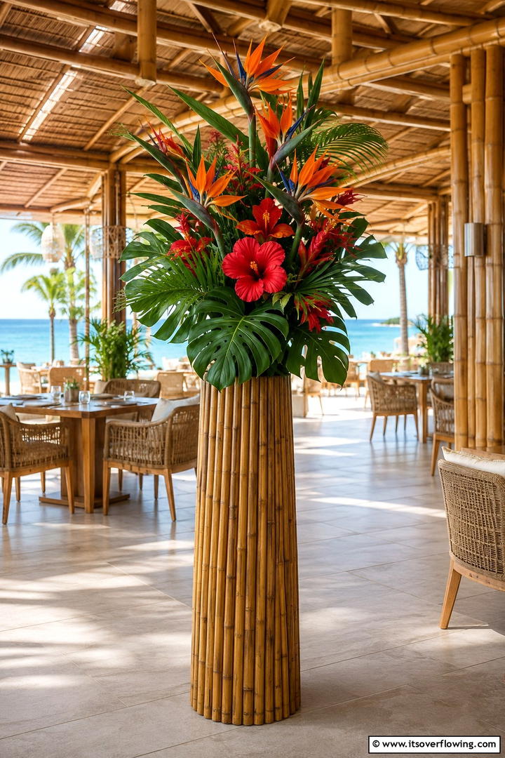 Tropical Oasis Centerpiece - 30 Tall Wedding Centerpiece Ideas for Elegant Table Displays