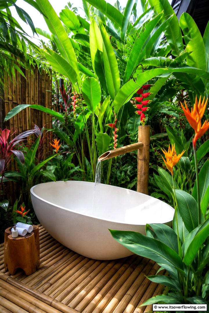 Tropical Oasis Soak - 30 Serene Outdoor Bathtub Ideas for a Backyard Oasis