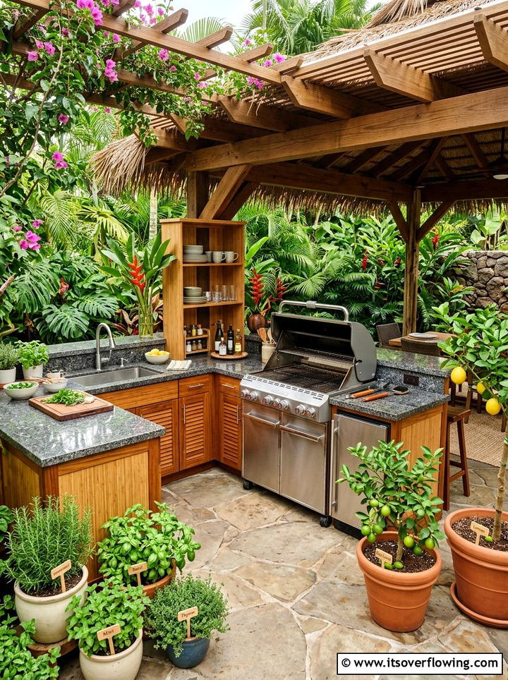 Tropical Outdoor Kitchen - 25 garden ideas for tropical style