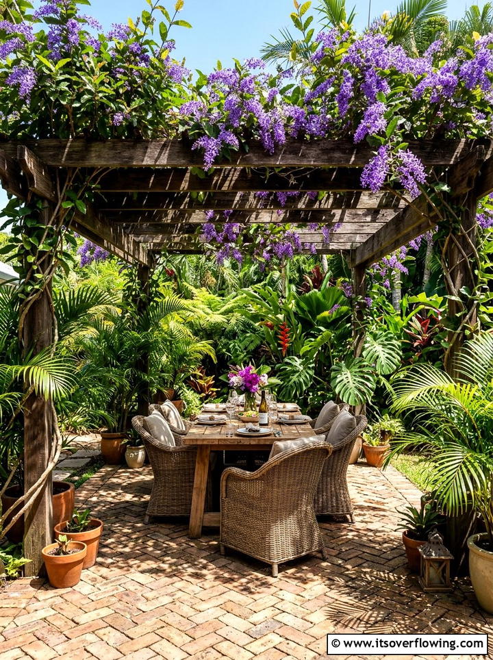 Tropical Pergola Landscape - 25 backyard ideas with tropical plants