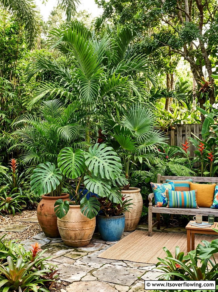 Tropical Plant Arrangement - 25 backyard ideas with boho style