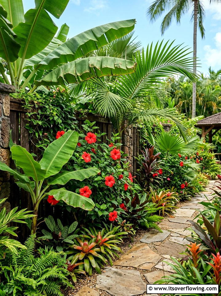 Tropical Plant Border - 25 small garden ideas