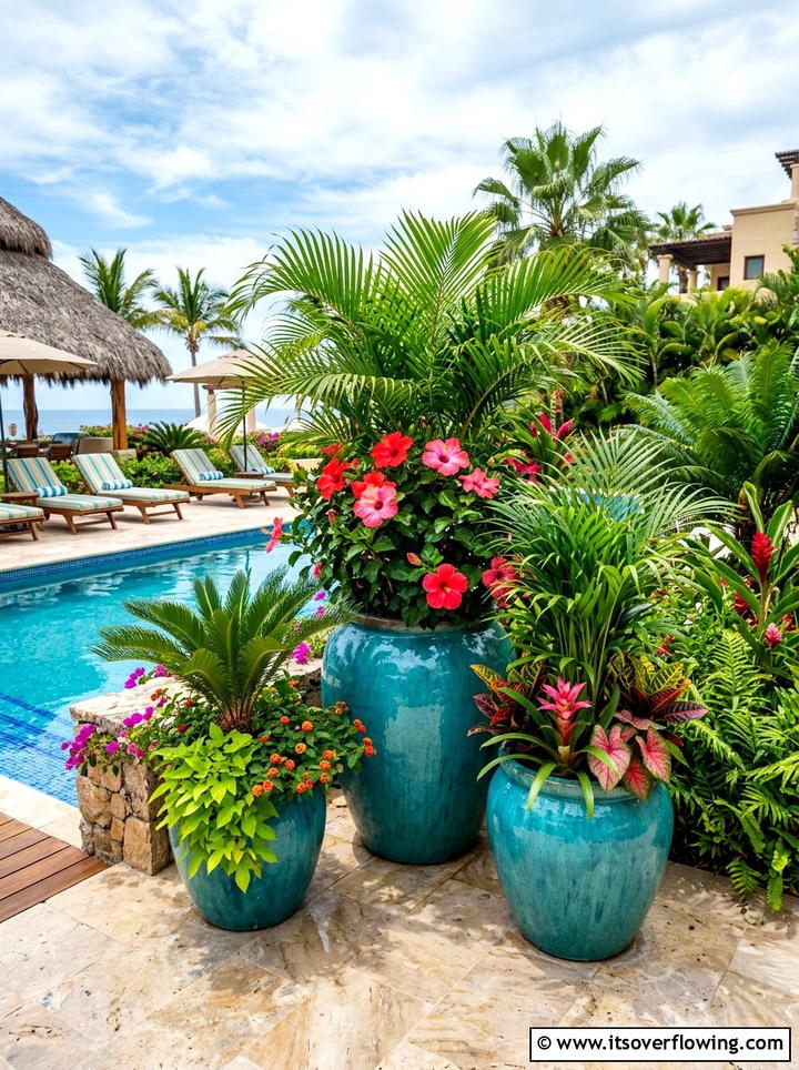Tropical Plant Container Group - 25 small garden ideas with container clusters
