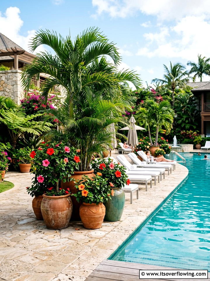 Tropical Plant Display - 25 garden decor ideas with summer decor