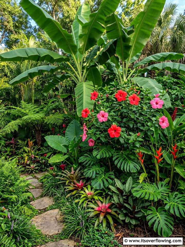 Tropical Plant Layering - 25 garden ideas for maximalist style