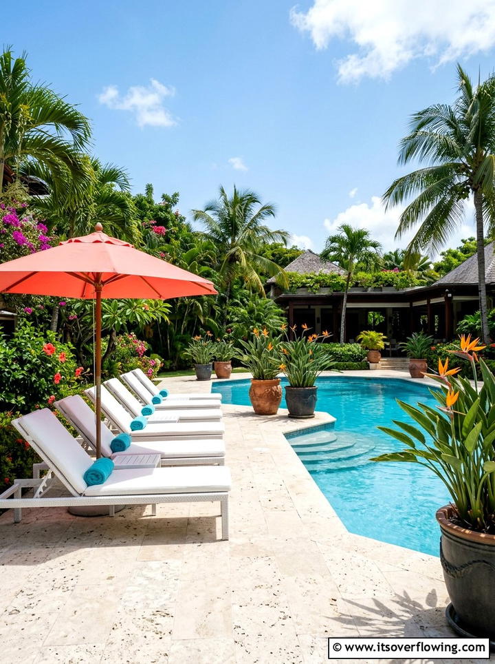 Tropical Pool Deck - 25 backyard decorating ideas with seasonal decor