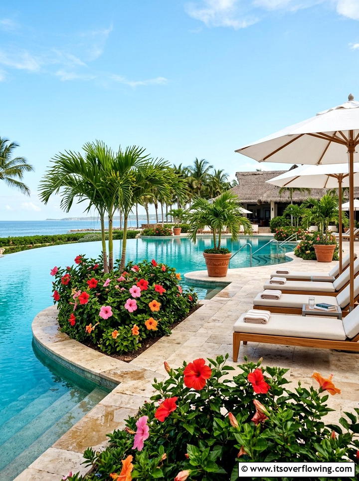 Tropical Pool Surround - 25 creative garden ideas for spring makeover