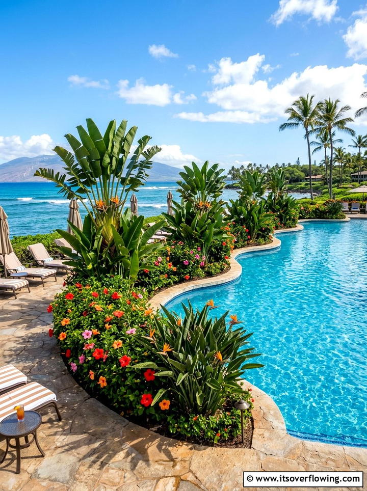 Tropical Poolside Planting - 25 garden design ideas with repetition