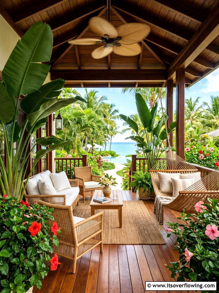 Tropical Porch - 25 front porch ideas with ceiling fan