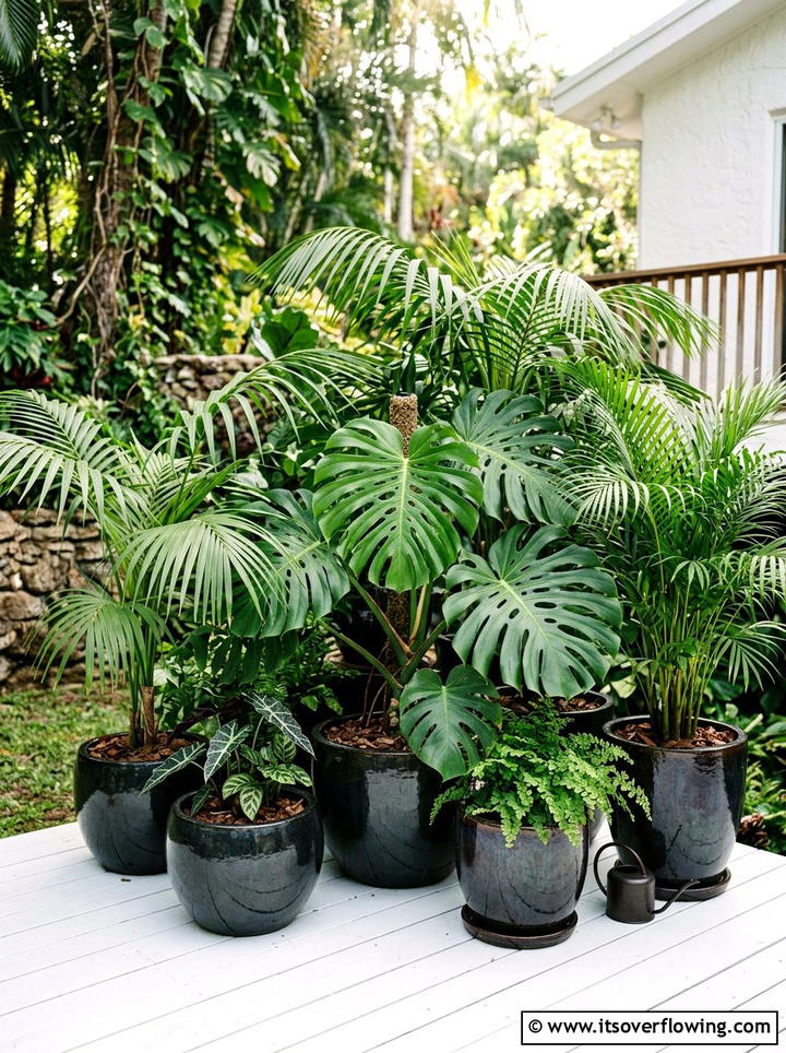 Tropical Potted Plant - 25 backyard ideas with pot clusters