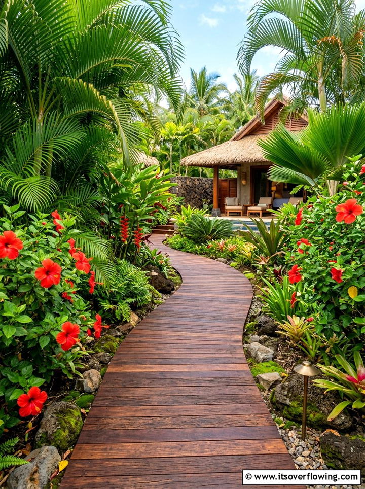 Tropical Side Yard Path - 25 garden design ideas for narrow pathways
