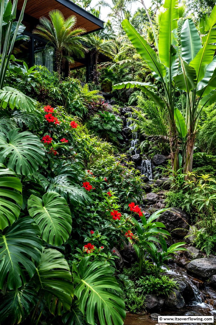 Tropical Slope Oasis - 30 Sloped Garden Ideas to Transform Challenging Yards