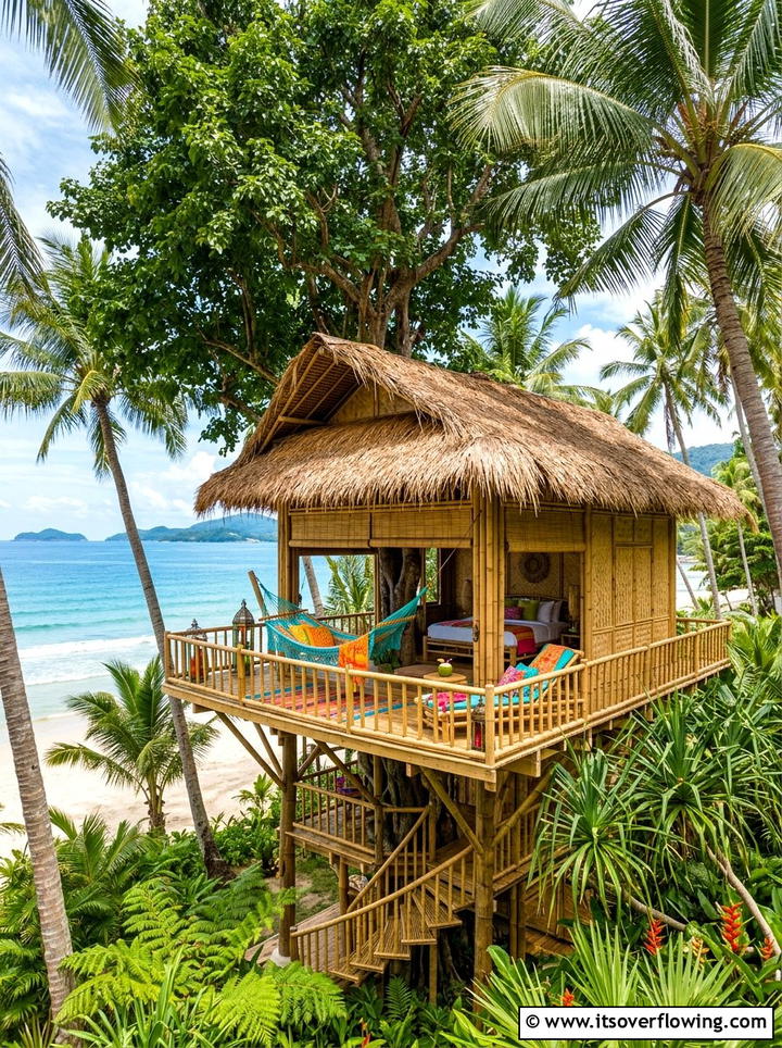 Tropical Style Treehouse - 25 backyard ideas with treehouse
