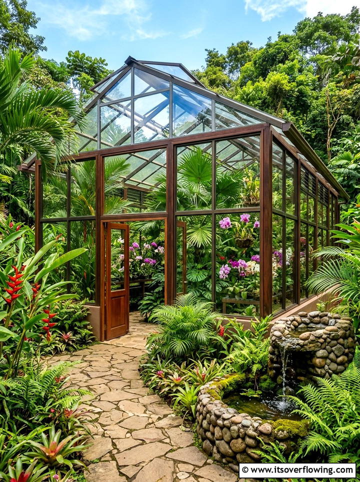 Tropical Sunroom Greenhouse - 25 backyard ideas with greenhouse