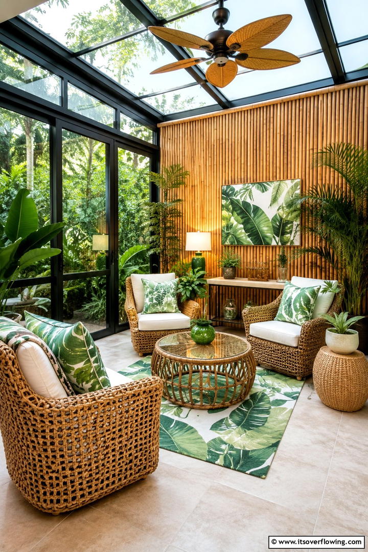 Tropical Vibe Sunroom - 30 Small Sunroom Ideas for Bright, Multi-Functional Spaces