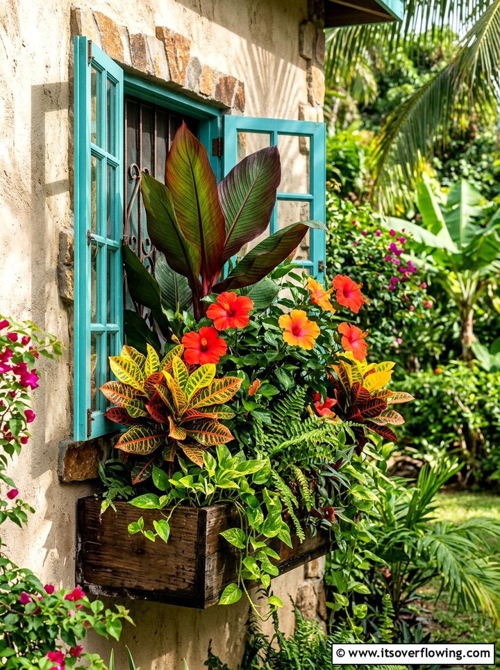 Tropical Window Box - 25 garden ideas with window boxes