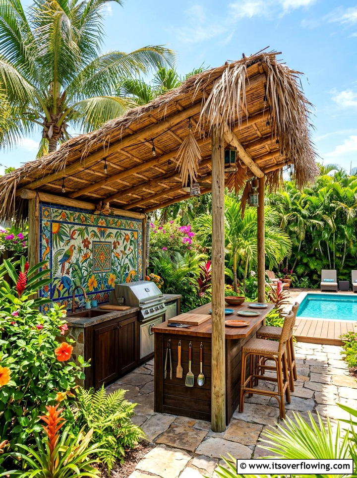 Tropical backyard kitchen - 25 backyard ideas with outdoor kitchen