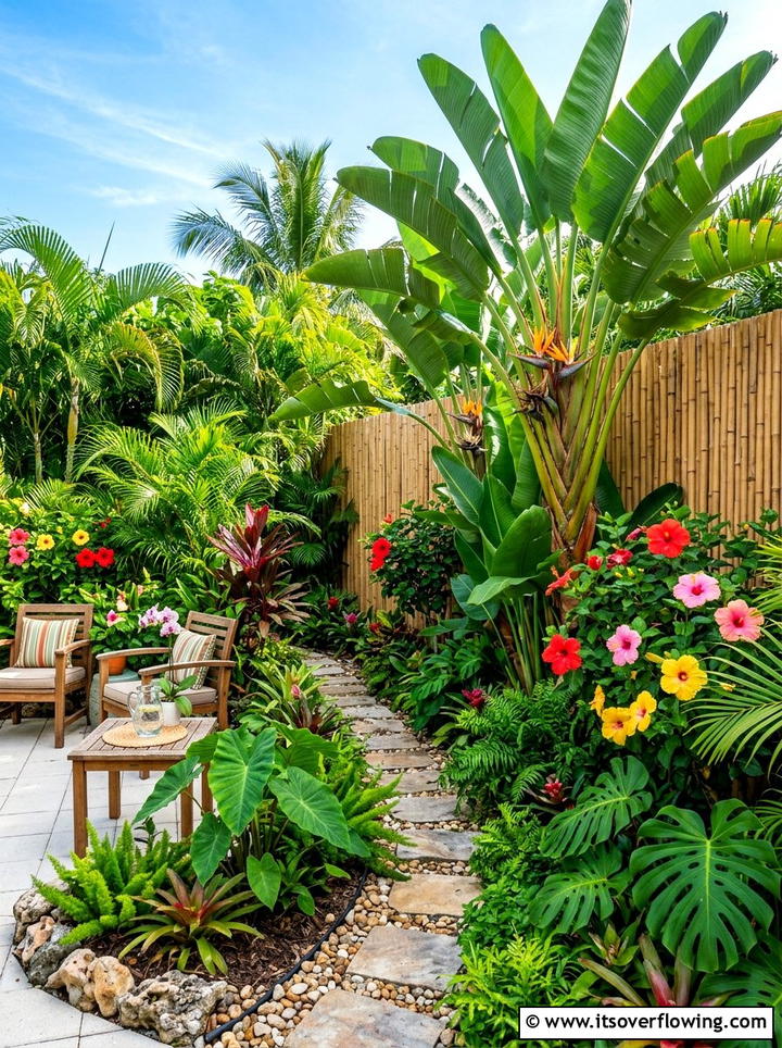 Tropical backyard - 25 creative garden ideas with no lawn design