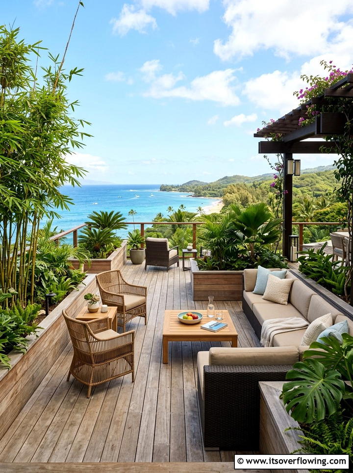 Tropical deck arrangement - 25 garden design ideas with tropical foliage