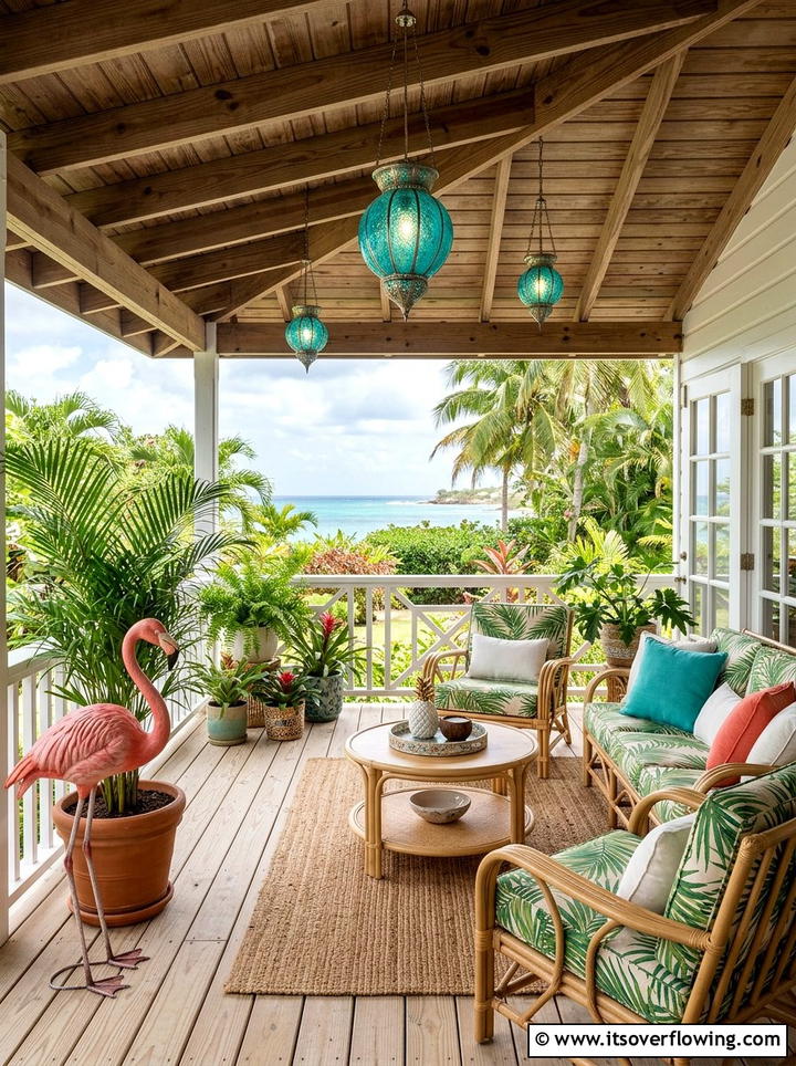 Tropical decor - 25 front porch ideas with pops of color