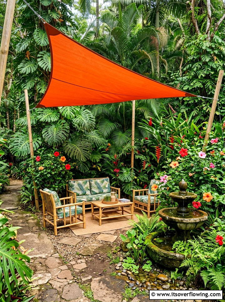 Tropical garden shade sail - 25 garden decor ideas with shade sails