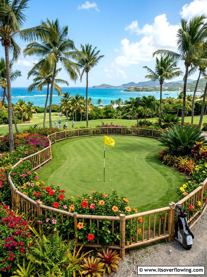 Tropical landscape putting green - 25 backyard ideas with putting green