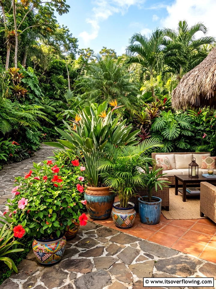 Tropical patio plants - 25 small garden ideas for full sun