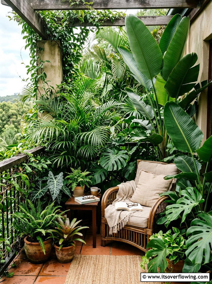 Tropical plant corner - 25 garden decor ideas for balconies