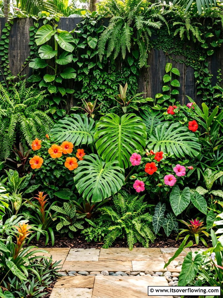 Tropical plant layering - 25 garden design ideas with asymmetry