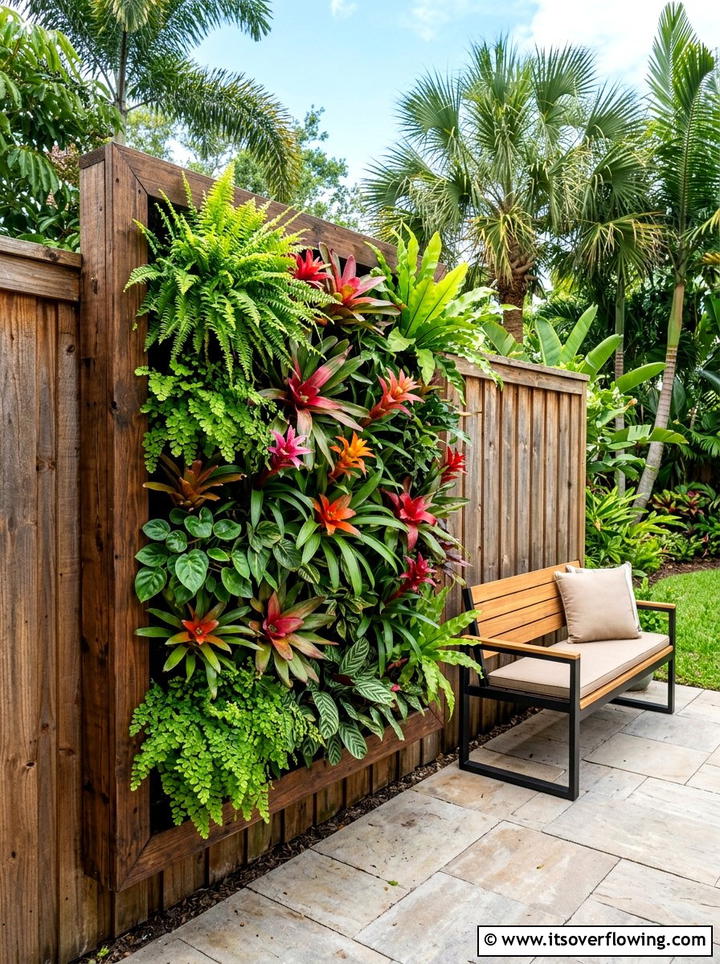 Tropical plant wall - 25 backyard decorating ideas with tropical accents