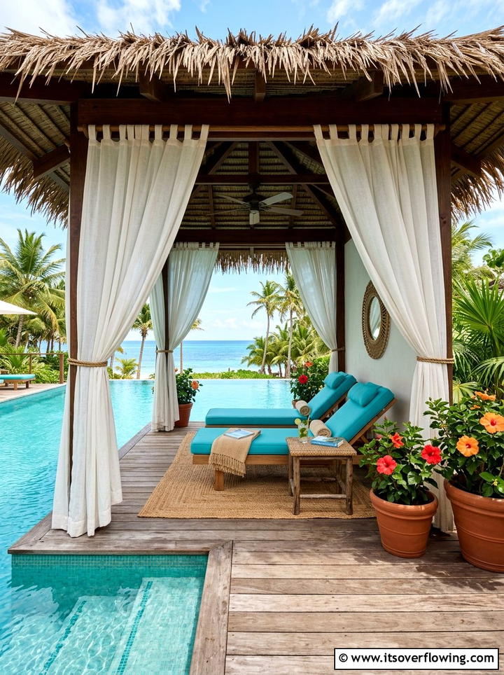 Tropical pool cabana - 25 backyard decorating ideas with tropical accents
