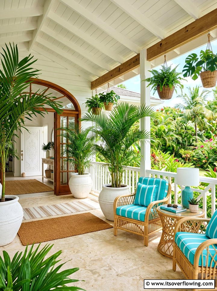 Tropical porch plant - 25 front porch decor ideas with planters