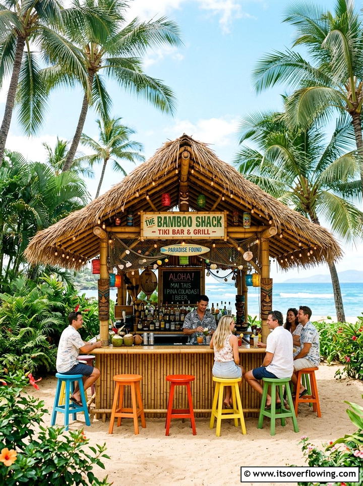 Tropical tiki bar - 25 creative garden ideas with outdoor party zones