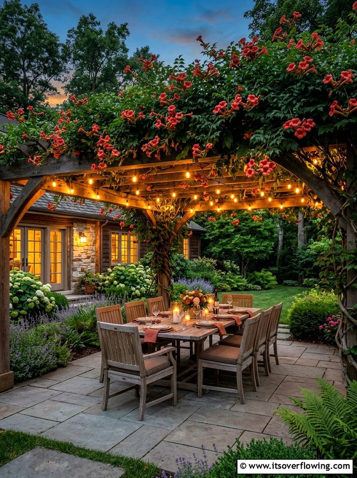 Trumpet Vine Pergola - 25 front porch ideas with trellis vines