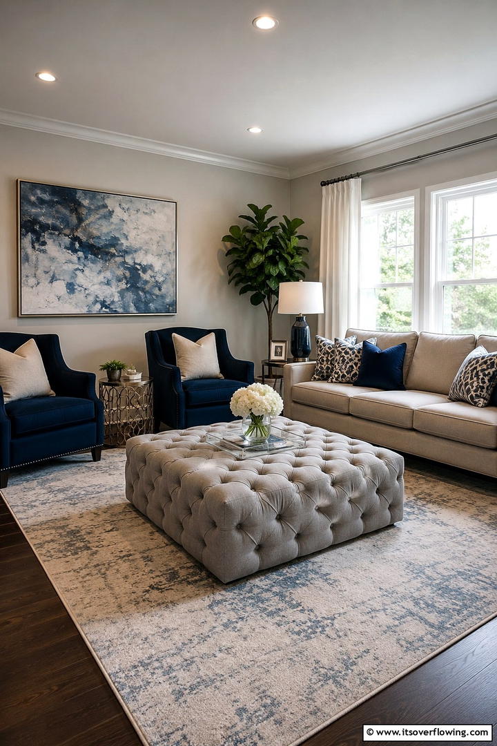 Tufted Ottoman Seating - 50 Living Room Fall Decor Ideas for Cozy Autumn Updates