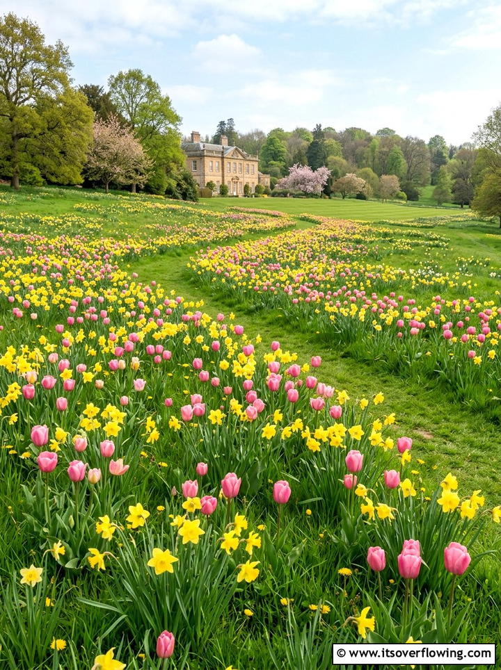 Tulip and daffodil lawn - 25 garden design ideas with seasonal flowers