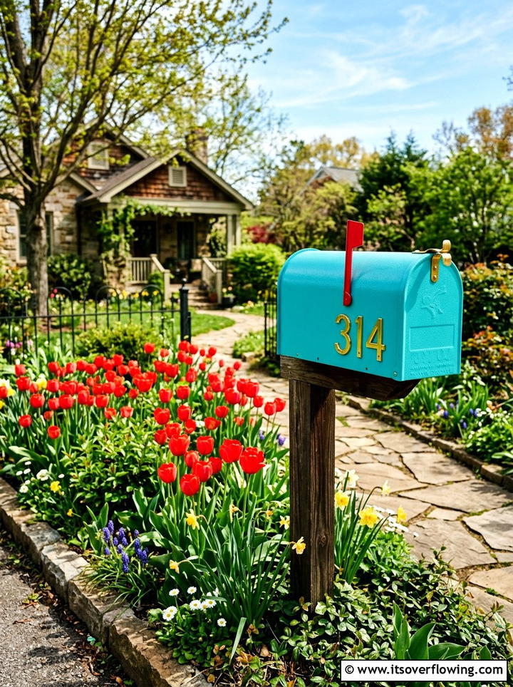 Turquoise Mailbox - 25 front porch decor ideas with bright colors