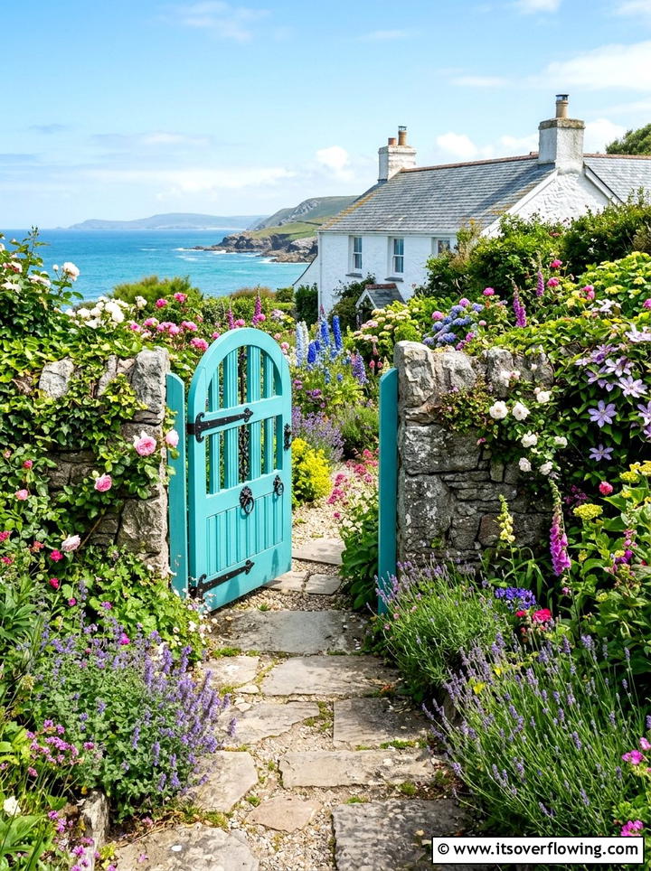 Turquoise garden gate - 25 garden decor ideas with colorful accents