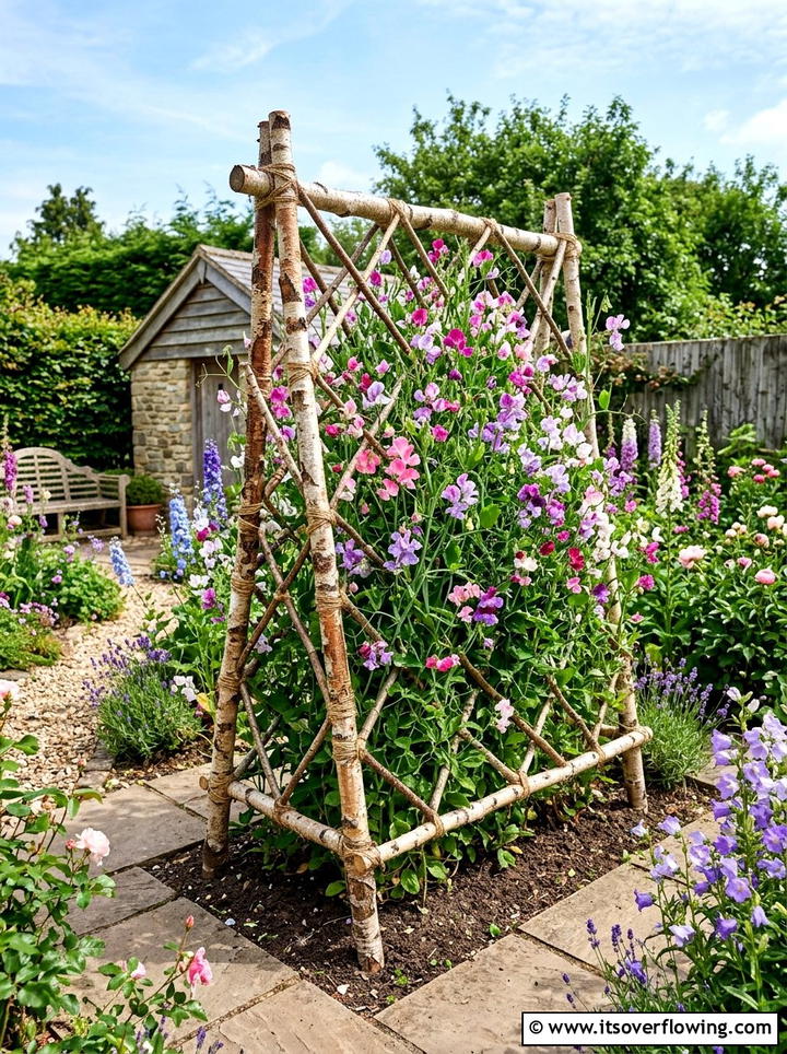 Twig garden trellis - 25 garden decor ideas with rustic accents