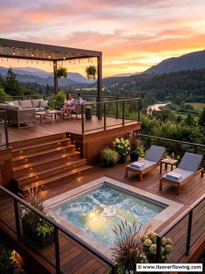 Two Tier Deck With Hot Tub - 25 backyard ideas with deck