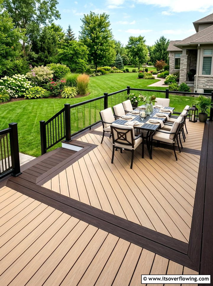 Two Tone Composite Deck - 25 backyard ideas with composite deck