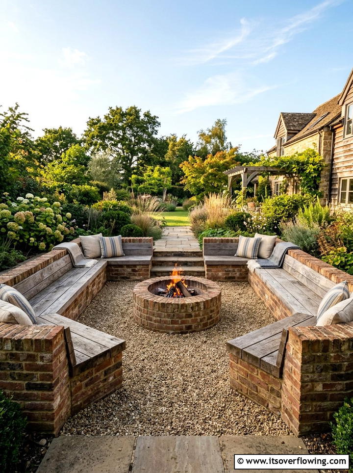 U Shaped Fire Pit Seating - 25 backyard ideas with built in seating