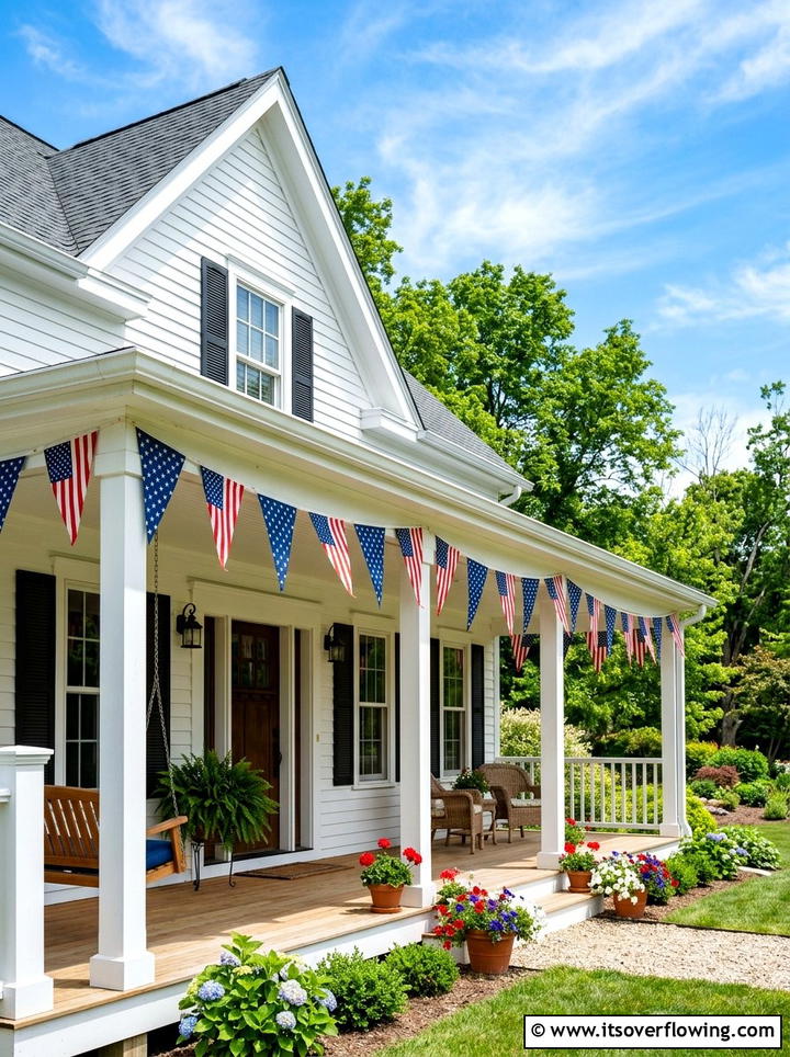 USA pennant banner - 25 front porch ideas with patriotic decor