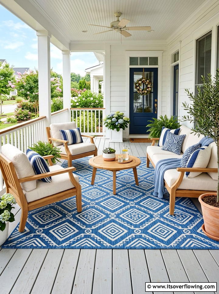 UV Resistant Outdoor Rug - 25 front porch ideas for south facing porch